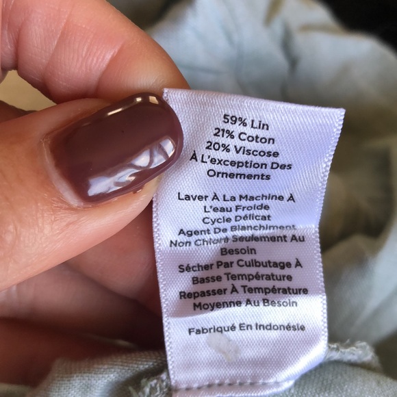 Talbots Petite Sm 59% linen Summer Women’s Top, the detail amazing, Sage Green - Picture 5 of 6